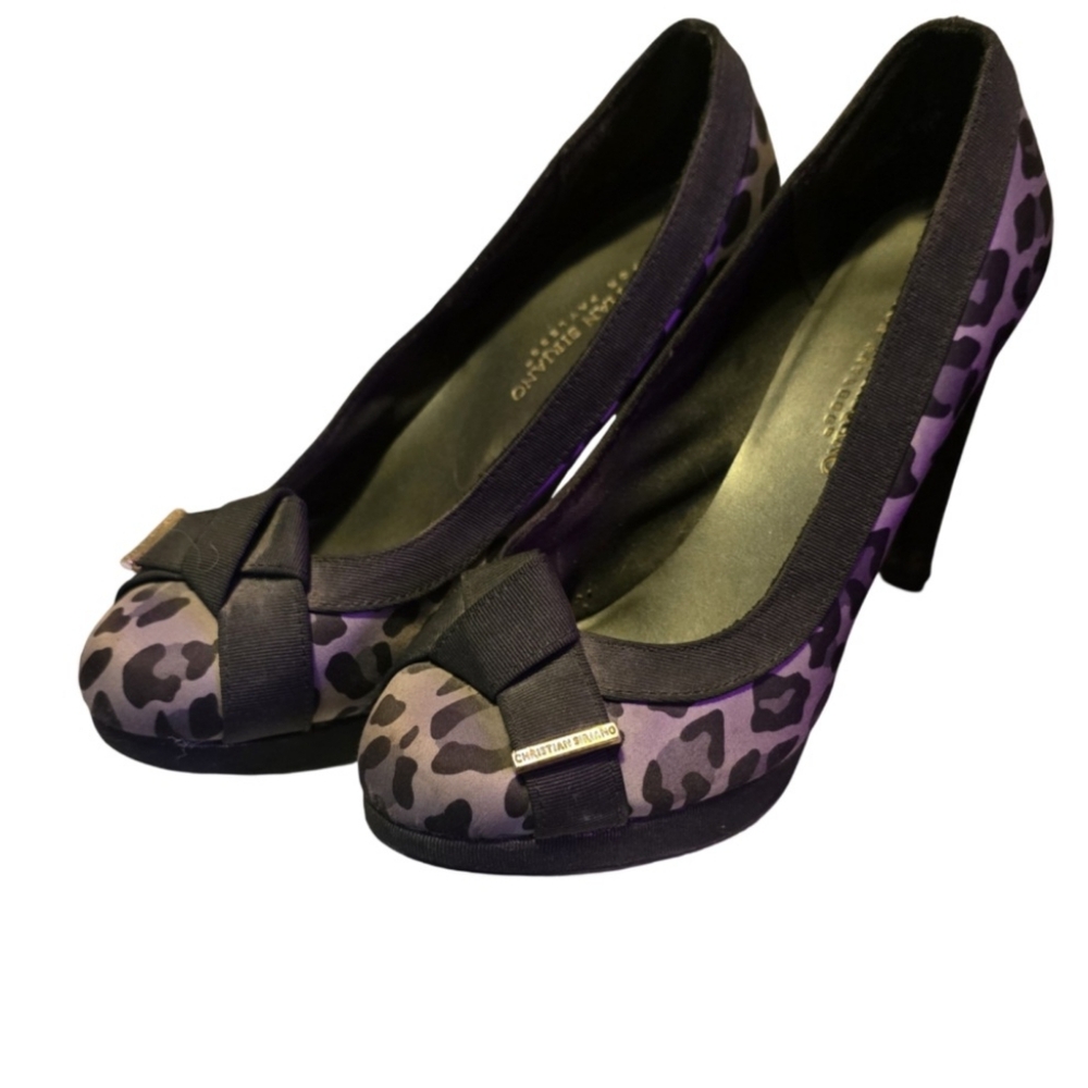 Christian Siriano Black and GREY Patterned Heels